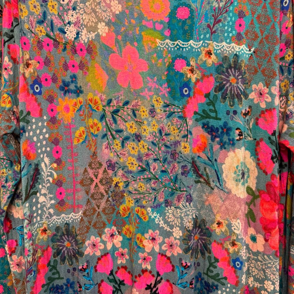 Natural Life Stevie "ButterSoft" Knit Maxi Dress in Blue Garden Patchwork XL - Picture 5 of 6